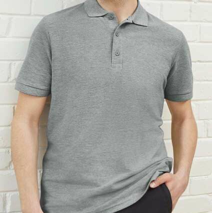 Tricou polo personalizat premium, gildan gri